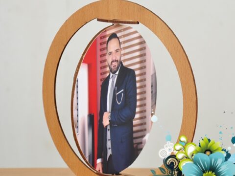 Laser Cut Rotating Photo Frame Free Vector