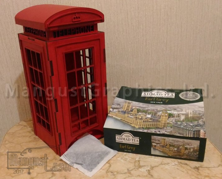 Laser Cut Tea Bags Holder London Phone Booth Free Vector