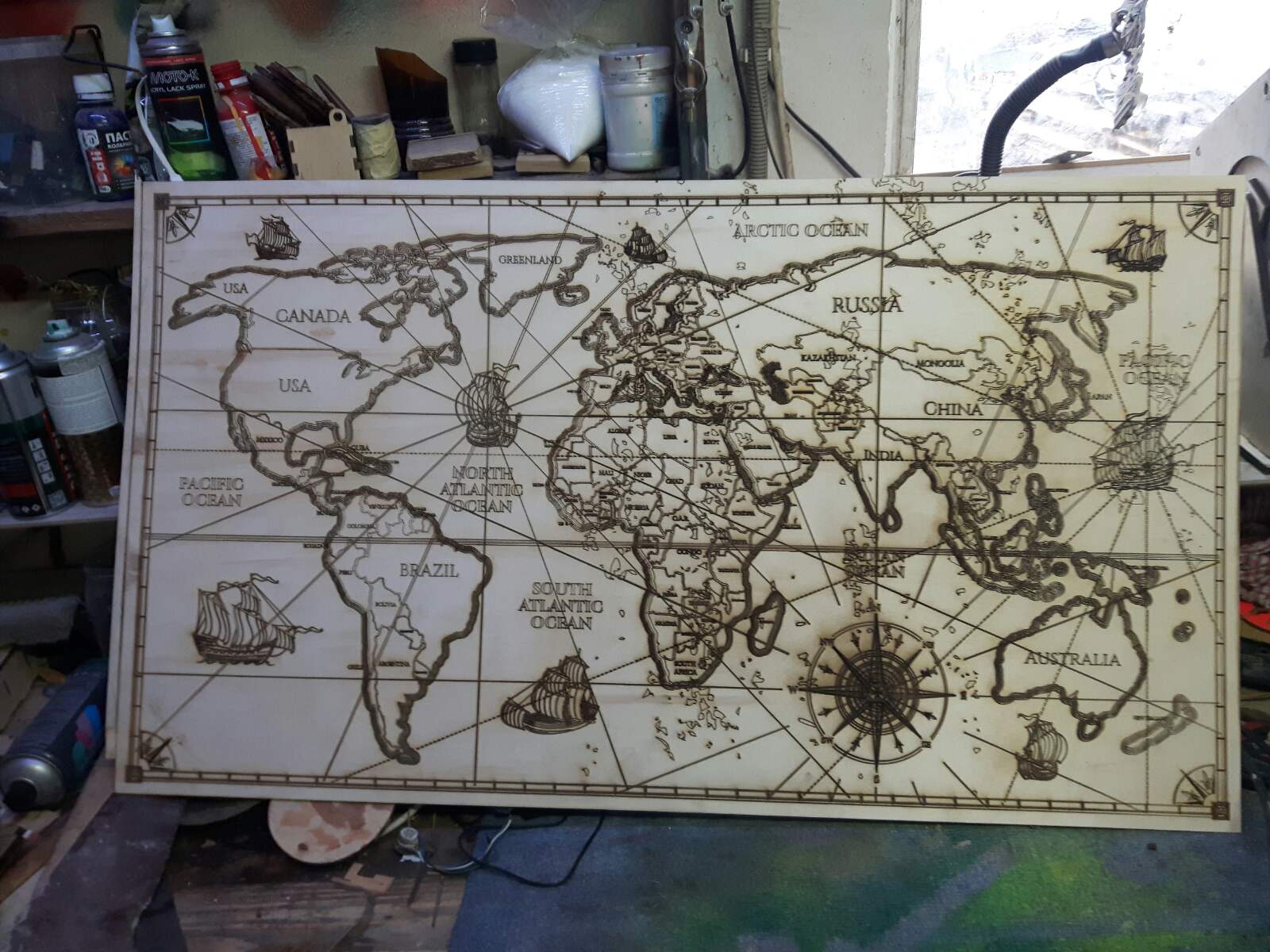 Laser Engraved World Map Free Vector