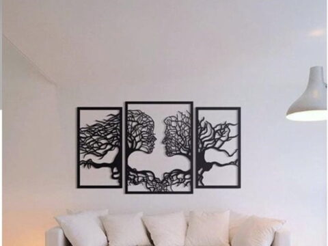Laser Cut Wall Art Tree Couple Face Shape Free Vector