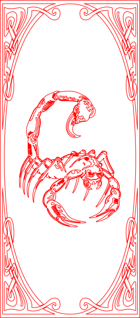 Kitchen Cabinet Door Scorpio Engraved DXF File