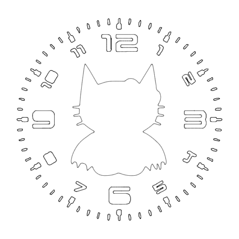 Clock Hello Bat dxf File
