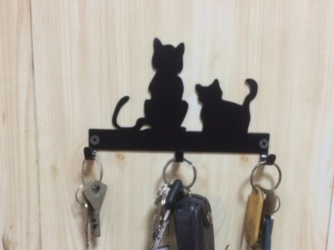 Laser Cut Cats Key Hanger Hooks Wall Mounted Storage Holder DXF File