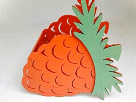 Laser Cut Pineapple Shape Basket Box Free Vector