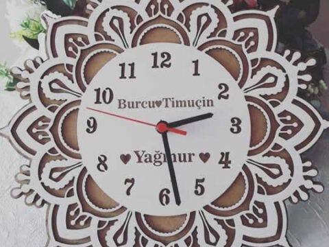 Wooden Laser Cut Clock Free Vector