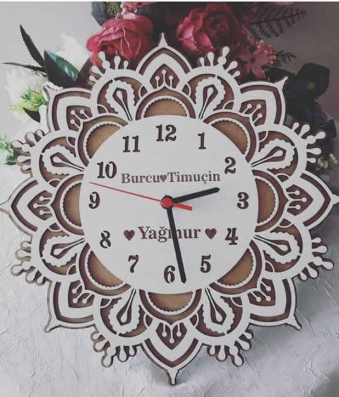 Wooden Laser Cut Clock Free Vector