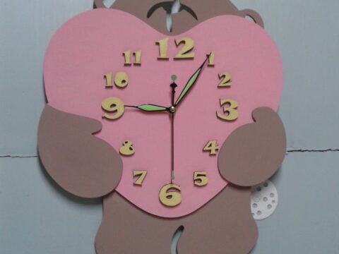 Bear Heart Wall Clock Laser Cut Free Vector