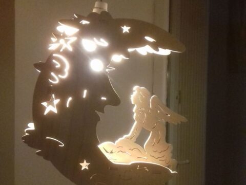Laser Cut Fairy Moon Lamp Night Light DXF File