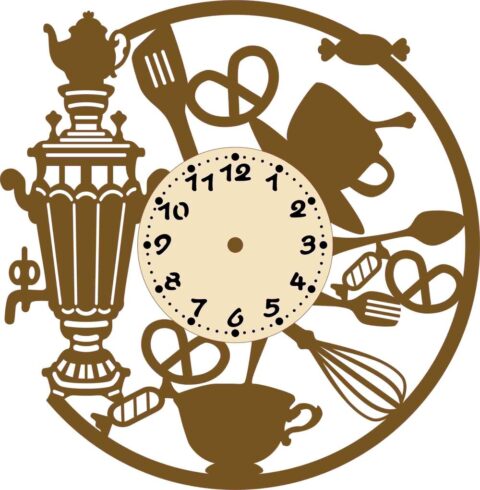Laser Cut Samovar Shape Wall Clock Free Vector