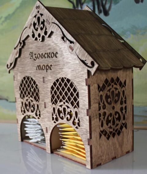 Plywood  Decorative Tea House Laser Cutter Project Free Vector