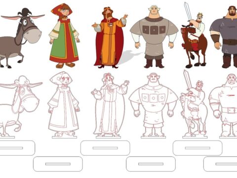 Fairy Tale Characters with Stand Laser Cut Magnets Free Vector