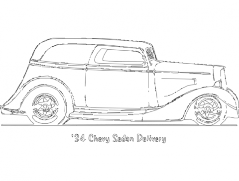 34 Chevy Sedan Delivery dxf File