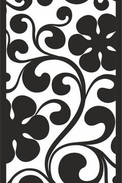 Curl with big Black Flowers Pattern Free Vector