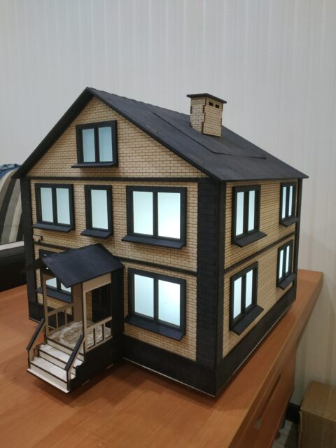 Laser Cut Wooden House Model Free Vector