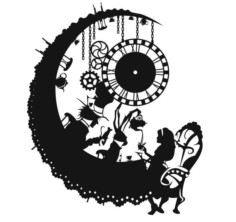 Laser Cut Alice in Wonderland Wall Clock Free Vector