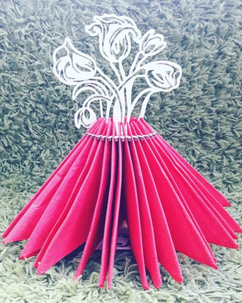 Laser Cut Flower Bouquet Napkin Holder Template Free Vector