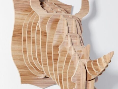 Laser Cut Rhino Head Trophy 3D Animal Head Free Vector