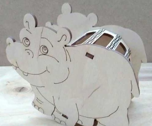 Laser Cut Hippo Pencil Holder Desk Organizer Free Vector