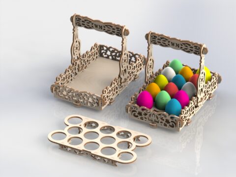 Laser Cut Wooden Decorative Easter Basket DXF File