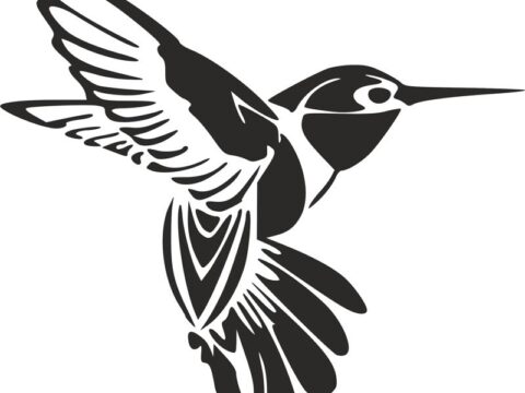 Humming Bird Tattoo dxf File