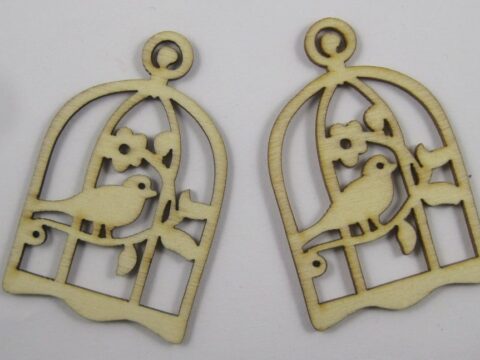 Bird with Cage Laser Cut PDF File