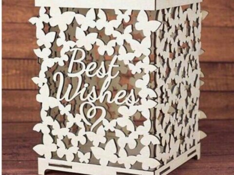 Wedding box for money Butterflies Free Vector