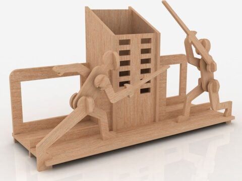 Fencing Swordplay Pen Holder 3mm CNC 3D Puzzle Free Vector