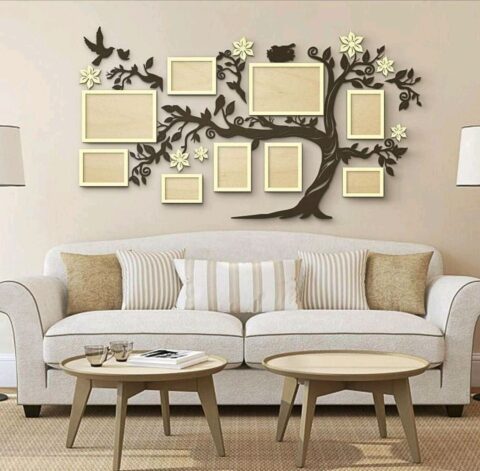 Laser Cut Family Tree With Photo Frames Free Vector