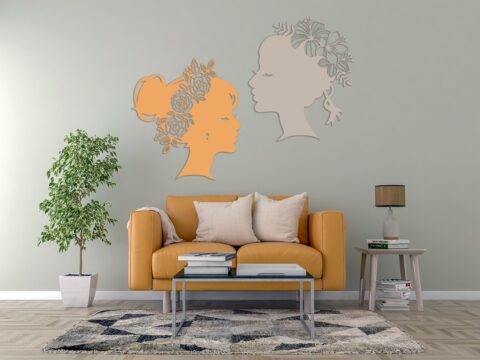Laser Cut Flower Lady Wall Art Decal Free Vector
