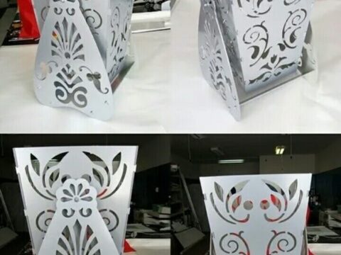 Laser Cut Decorative Vase Flower Box With Stand DXF File