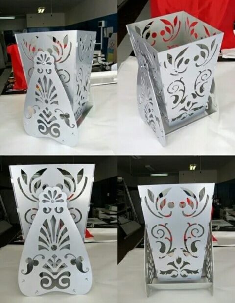 Laser Cut Decorative Vase Flower Box With Stand DXF File