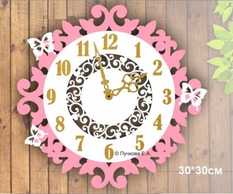 Laser Cut Wooden Decorative Wall Clock Free Vector