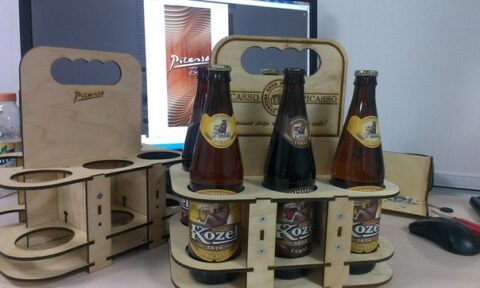 DIY Beer Tote 3D Puzzle Laser Cut Free Vector
