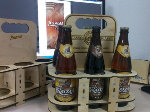 DIY Beer Tote 3D Puzzle Laser Cut Free Vector