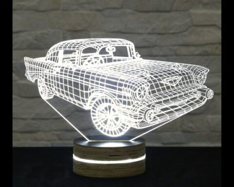 Car 3D LED Night Light Free Vector