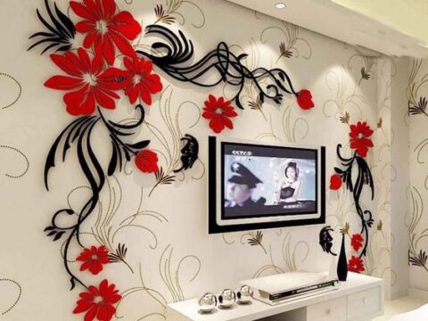 Butterfly tv wall acrylic 3d relief wall sticker Free Vector
