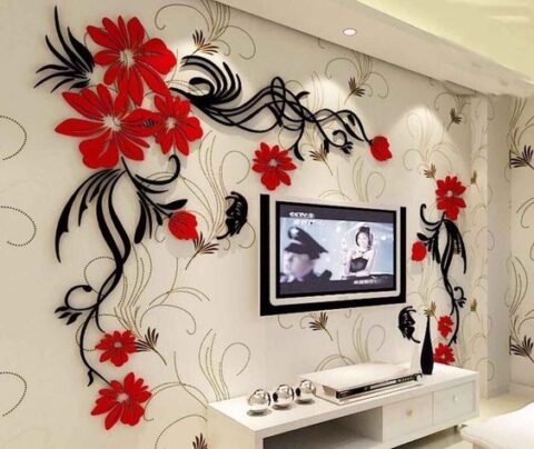 Butterfly tv wall acrylic 3d relief wall sticker Free Vector