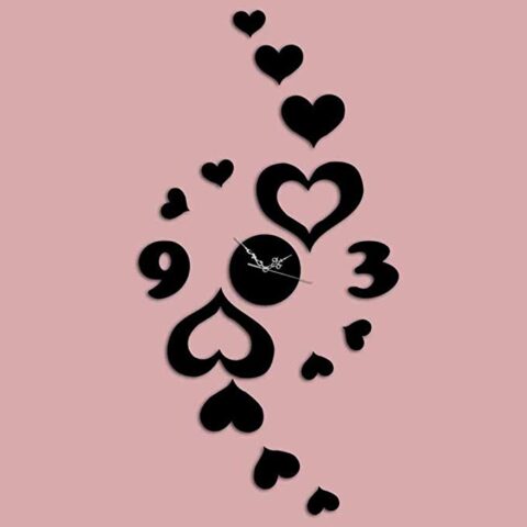 Laser Cut Heart-shaped Wall Sticker Wall Clock Free Vector