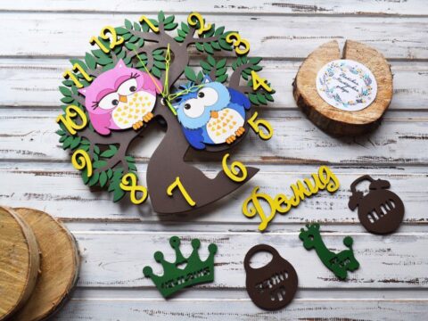 Laser Cut Kid Room Wall Clock Free Vector