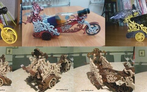 Laser Cut Bike Wine Bottle Holder Free Vector