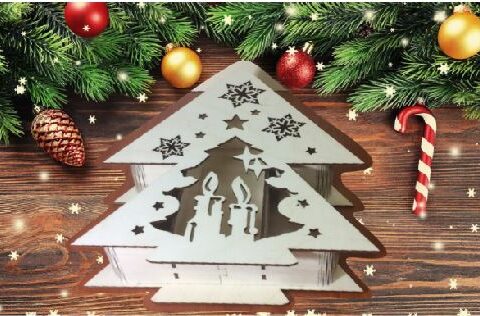 Laser Cut Christmas Box Template Free Vector