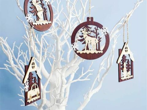 Laser Cut Christmas Tree Ornaments Free Vector