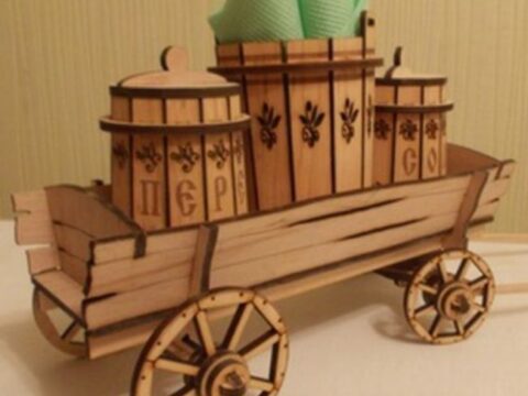 Laser Cut Cart Salt And Pepper Shaker Holder Stand With Napkin Holder Free Vector