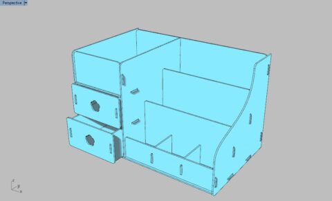 Laser Cut Desk Organizer with Drawers Free Vector
