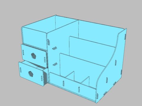 Laser Cut Desk Organizer with Drawers Free Vector
