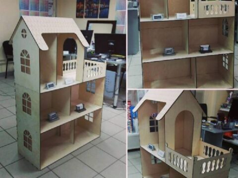 Laser Cut Wooden Dollhouse Kit Free Vector