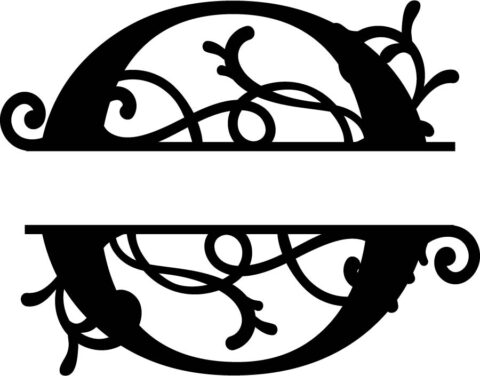 Split Monogram Letter O DXF File