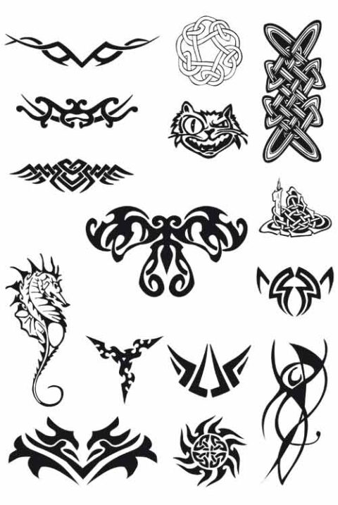 Set Of Tribal Tattoos Free Vector