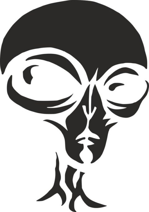 Alien Pumpkin Carving Stencil dxf File