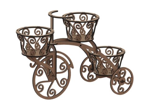 Laser Cut Wooden Tricycle Decrative Flower Box 6mm DXF File